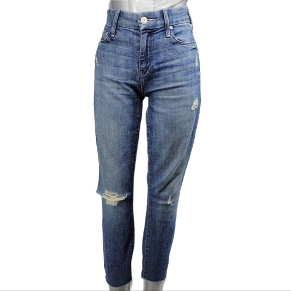 Mother The Looker Crop Gypsy Distressed With Frayed Ankless Size 25 - Picture 3 of 16